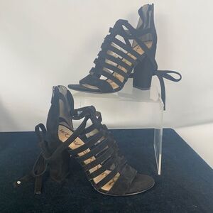 Sam Edelman black suede cage heels